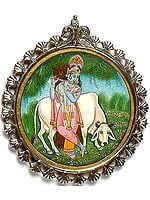 Fluting Krishna with His Cow