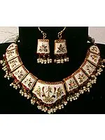 Ivory Mughal Marvel Necklace and Matching Earrings Set