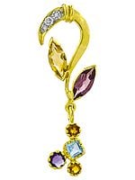 Designer Gold Pendant with Fine Cut Gemstones