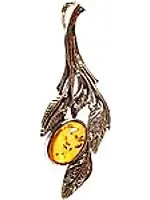 Amber Pendant with Leaves