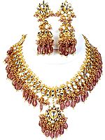 Chestnut Bridal Kundan Necklace with Earrings Set