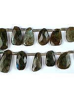 Labradorite Side-Drilled Faceted Tumbles with Tubes