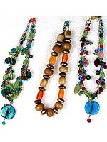 Lot of Three Glass Beaded Necklaces