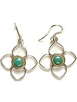 Lotus Earrings with Central Turquoise