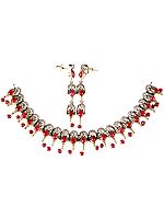 Ruby Necklace with Charms and Earrings