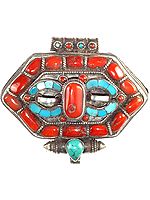 Tibetan Gau Box Pendant with Coral and Turquoise