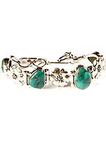 Turquoise Bracelet with Blooming Flowers