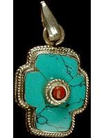 Turquoise Pendant with Central Coral