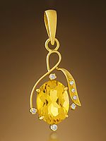 Designer Citrine Pendant with Diamonds