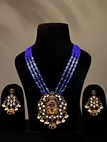 Panchmukhi Goddess Lakshmi Long Necklace and Earrings Set with Stones and Beads