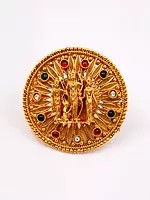 Adjustable Stone Studded Ram Darbar Round Shape Ring