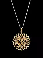 Sterling Silver Om Mandala Pendant with Cubic Zirconia