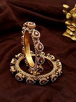 Stone Studded and Beaded Pacheli Bangles (Set of 2)