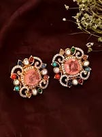 Square Shape Multi Stone Studded Earrings