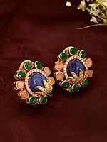 Multistone Studded Floral Design Earrings