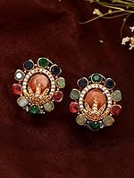 Multistone Studded Floral Design Earrings