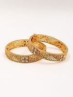 Floral Design Stone Studded Openable Pair of Bangles
