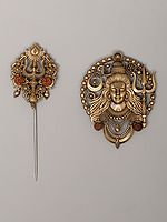 Rudraksha Trishul Lapel Pin and Lord Shiva Brooch Set