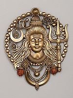 Lord Shiva Carved Brass Brooch