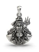 Lord Shiva Bust Sterling Silver Pendant