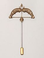 Bow and Arrow Carved Brass Lapel Pin