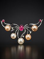 Gemstone Pendant (Garnet, CZ and Pearl)