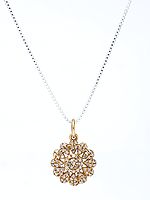 Small Gold Plated Sterling Silver Flower Pendant with Diamond