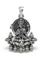 Goddess Mahalakshmi Pendant on Kalash and Lotus Pedestal