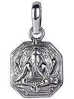 Lord Ganesha Sterling Silver Octagon Pendant