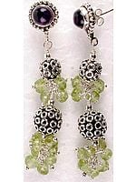 Faceted Peridot Earrings with Amethyst