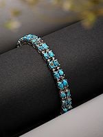 Tibetan Turquoise Sterling Silver Tennis Bracelet