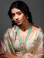 Lord Ganesha Long Necklace and Earring Set with Multi Strand