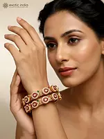 Stone Studded and Beaded Pacheli Bangles (Set of 2)