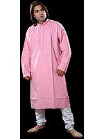 Plain Pink Kurta Set with Embroidery on Button Palette