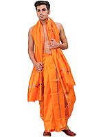 Dhoti and Angavastram set with Golden Woven Paisley on Border