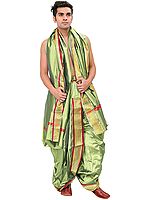 Ready to Wear Dhoti and Veshti Set with Woven Golden Border