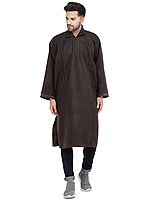 Pure Wool Men's Phiran from Kashmir with Front Zipper