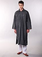 Pure Wool Men's Phiran from Kashmir with Front Zipper