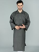 Pure Wool Men's Phiran from Kashmir with Front Zipper