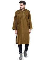 Pure Wool Men's Phiran from Kashmir with Front Zipper