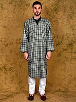 Pure Wool Men's Phiran from Kashmir with Front Zipper