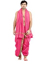 Ready to Wear Dhoti and Angavastram Set with Woven Golden Border