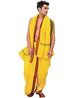Ready to Wear Dhoti and Angavastram Set with Woven Temple Border