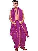 Woven Golden Border Ready to Wear Dhoti and Angavastram Set