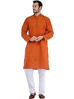 South-Cotton Kurta Pajama Set with Thread Weave