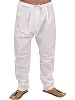 Star-White Casual Pure Cotton Pajama from ISKCON Vrindavan by BLISS