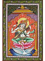 Goddess Saraswati Playing Vina