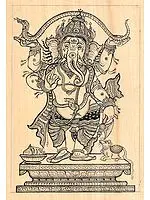 Dancing Ganesha Stretching Vasuki Over His Head: Patachitra Painting