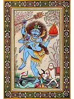 Blue-Skinned Nataraja and Nandi Vanquishing Apasmara