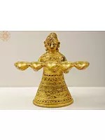 5" Small Tribal Lamp Lady Brass Figurine